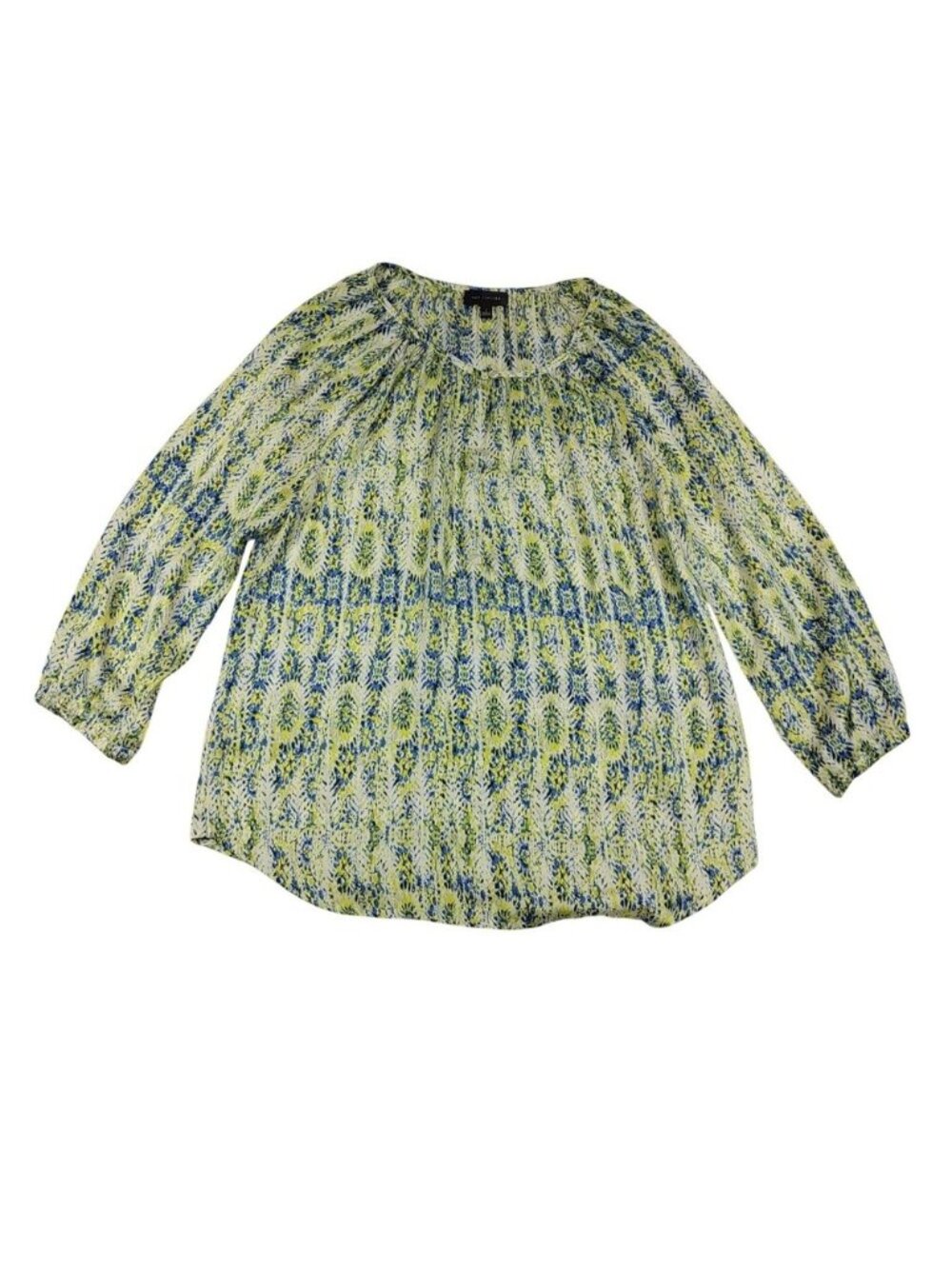The Limited Blouse Womens S Multicolor Geometric Tunic Scoop Neck 3/4 Sleeve